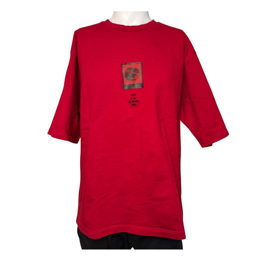 Dolce & Gabbana Logo Graphic-text Cotton Red T-shirt XL Black 3D Embroidery